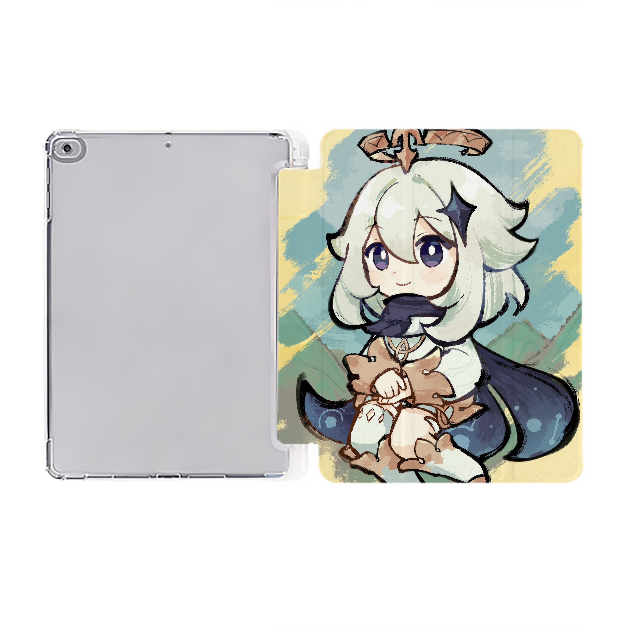 げんし神 genshin IPad ケース ペン収納付き 三つ折りスタンド PUレザー×シリコン 対応機種9.5/10.5/10.9インチ